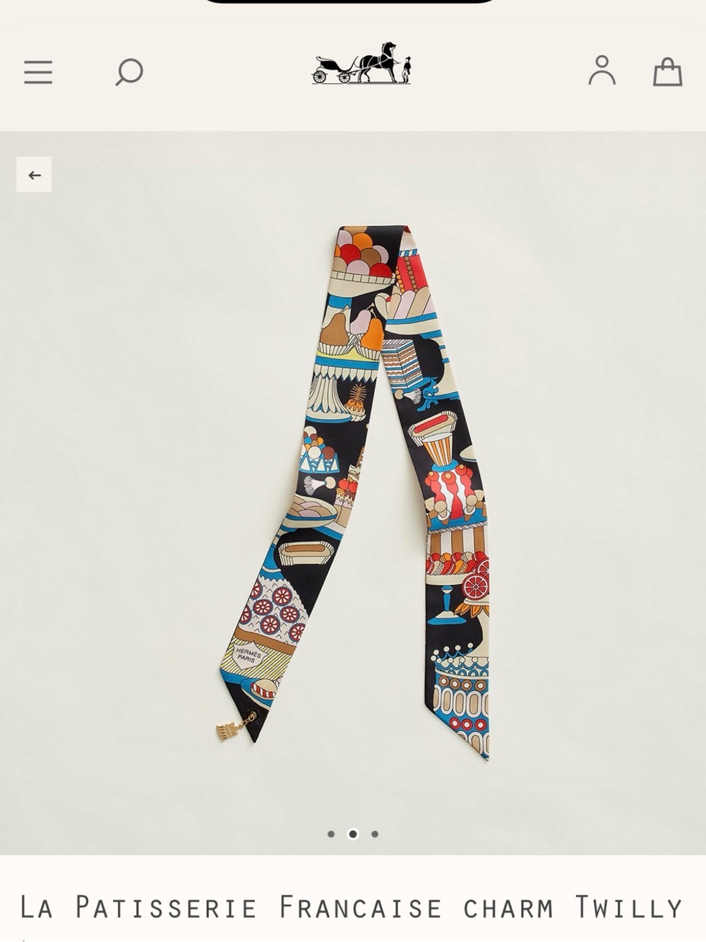 Hermes La Patisserie Francaise Charm Twilly Scarf - Brand New Limited Edition